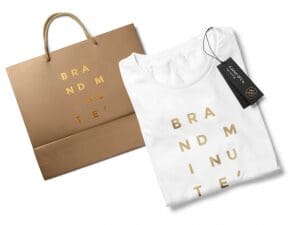 hot foil printed gift bag and t-shirt