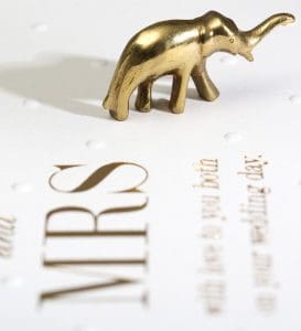Wedding invitation - Hot foil spells 'MRS'