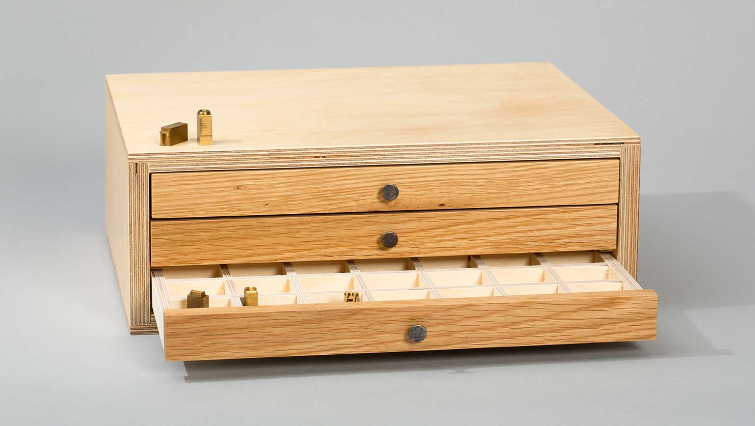 crafted type organisation cabinet for small letterpress