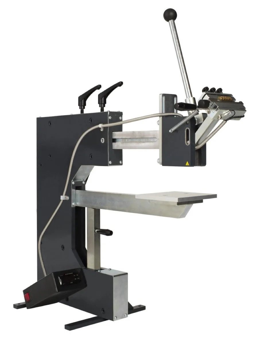 KSF 2 hot foil press in its extended set-up position
