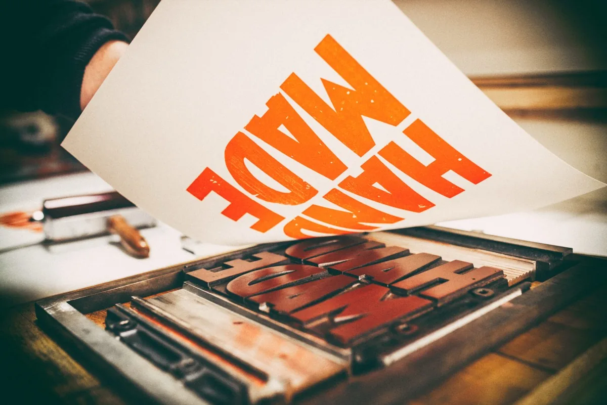 Letterpress printing in progress