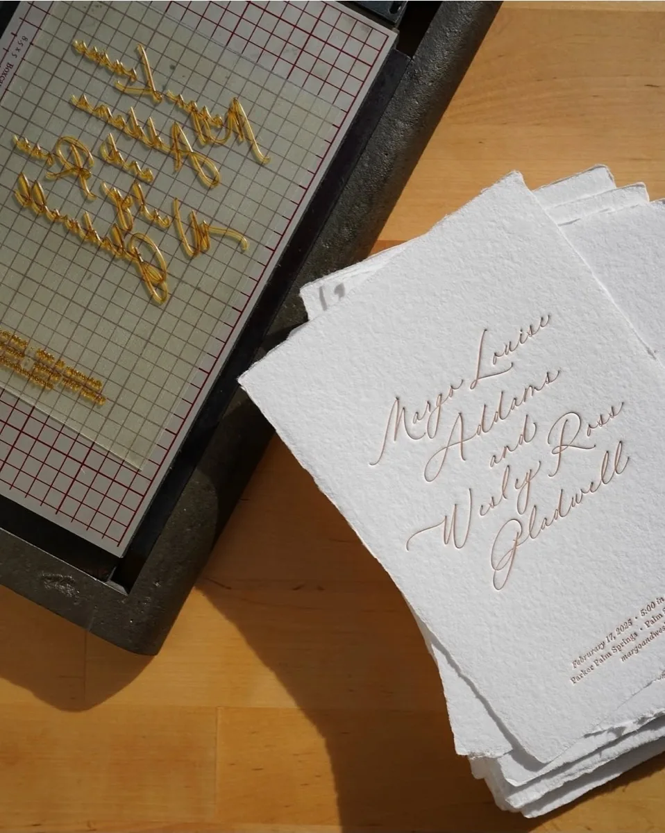 Letterpress plate work from the Metallic Elephant studio