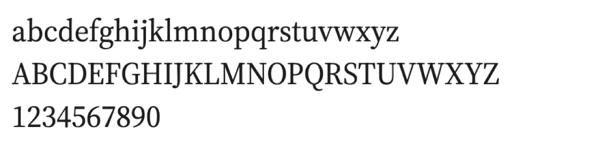 Serif typeface example for brass type