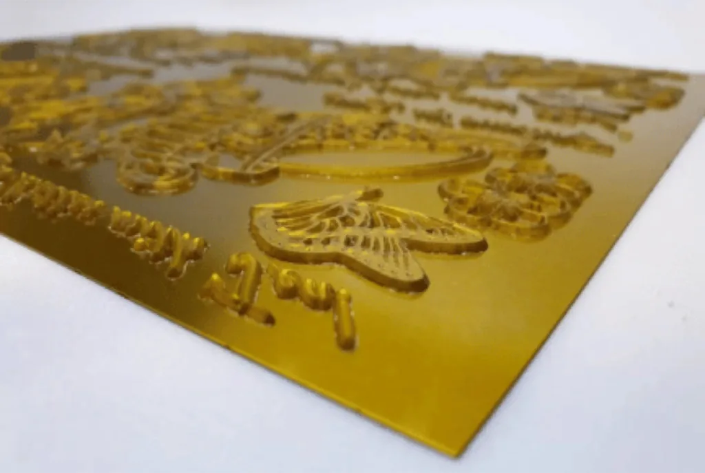 A transparent Torelief photopolymer letterpress plate